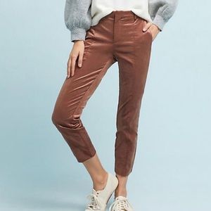 Anthropologie Essential Slim Velvet Cropped Pants